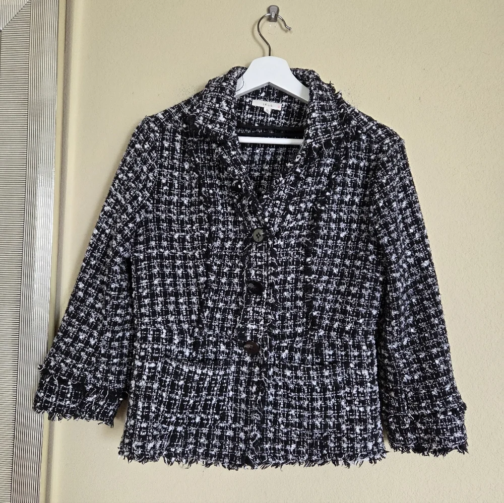 Girls Le Lis Black and White Tweed Houndstooth Jacket Office Dressy